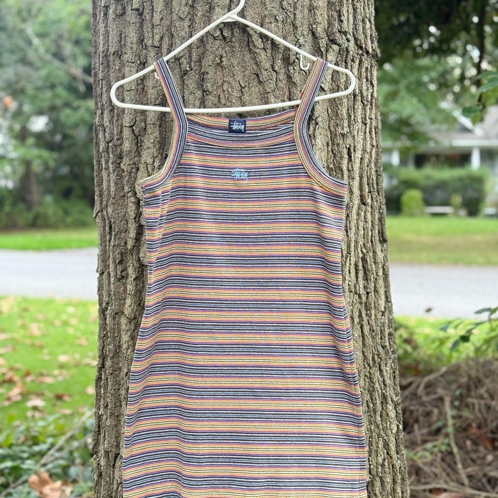 Vintage <late 1990’s to early Y2K> Stussy Colorful Multi-Colored Mini Dress